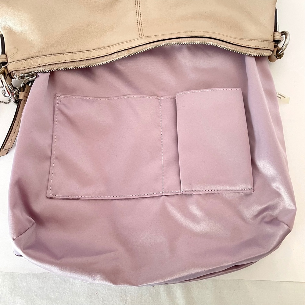 Coach Leather Beige Shoulder Hobo purple lining Hand Bag - Picture 16 of 16